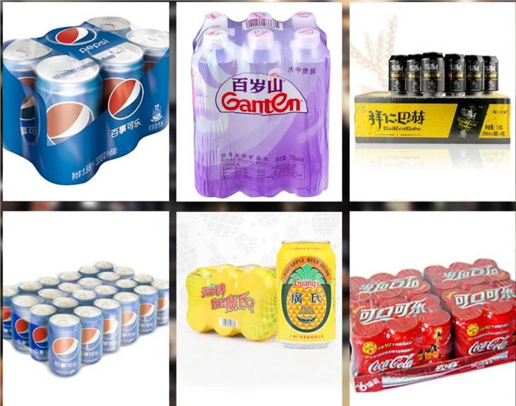 Automatic PE Film Shrink Wrapping Machiine For Beer Juice Water Bottles